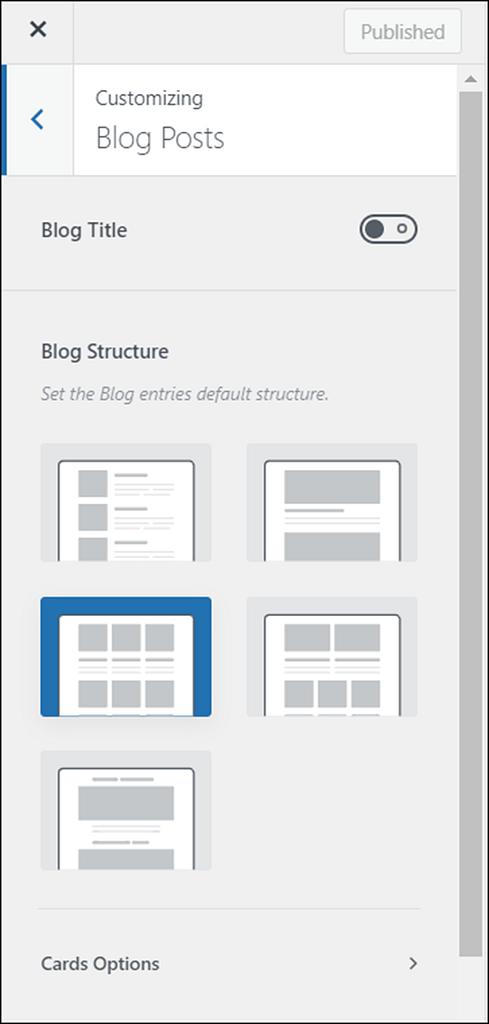 blocksy blog options