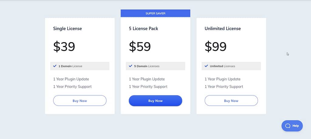 wp page builder pricing