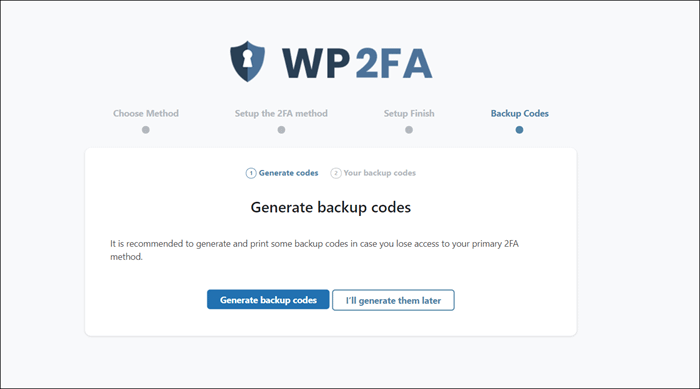 wp 2fa backup codes
